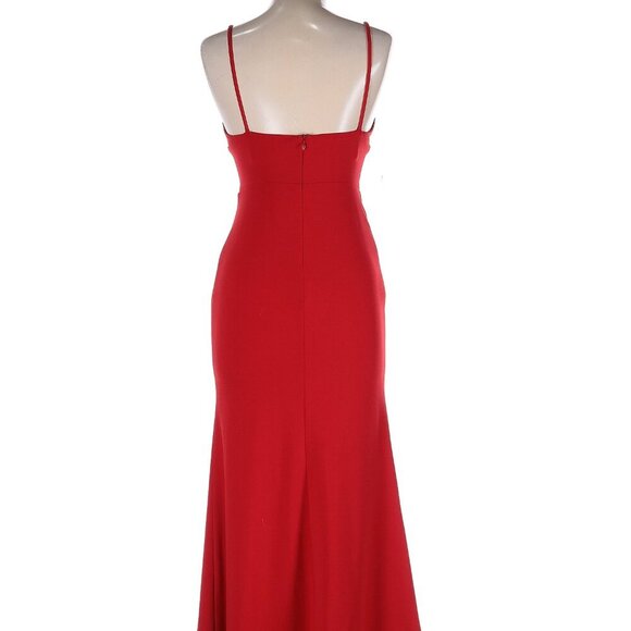 Aqua Womens Size 6 Red Spaghetti Strap V Neck Maxi Gown Dress - Picture 3 of 5